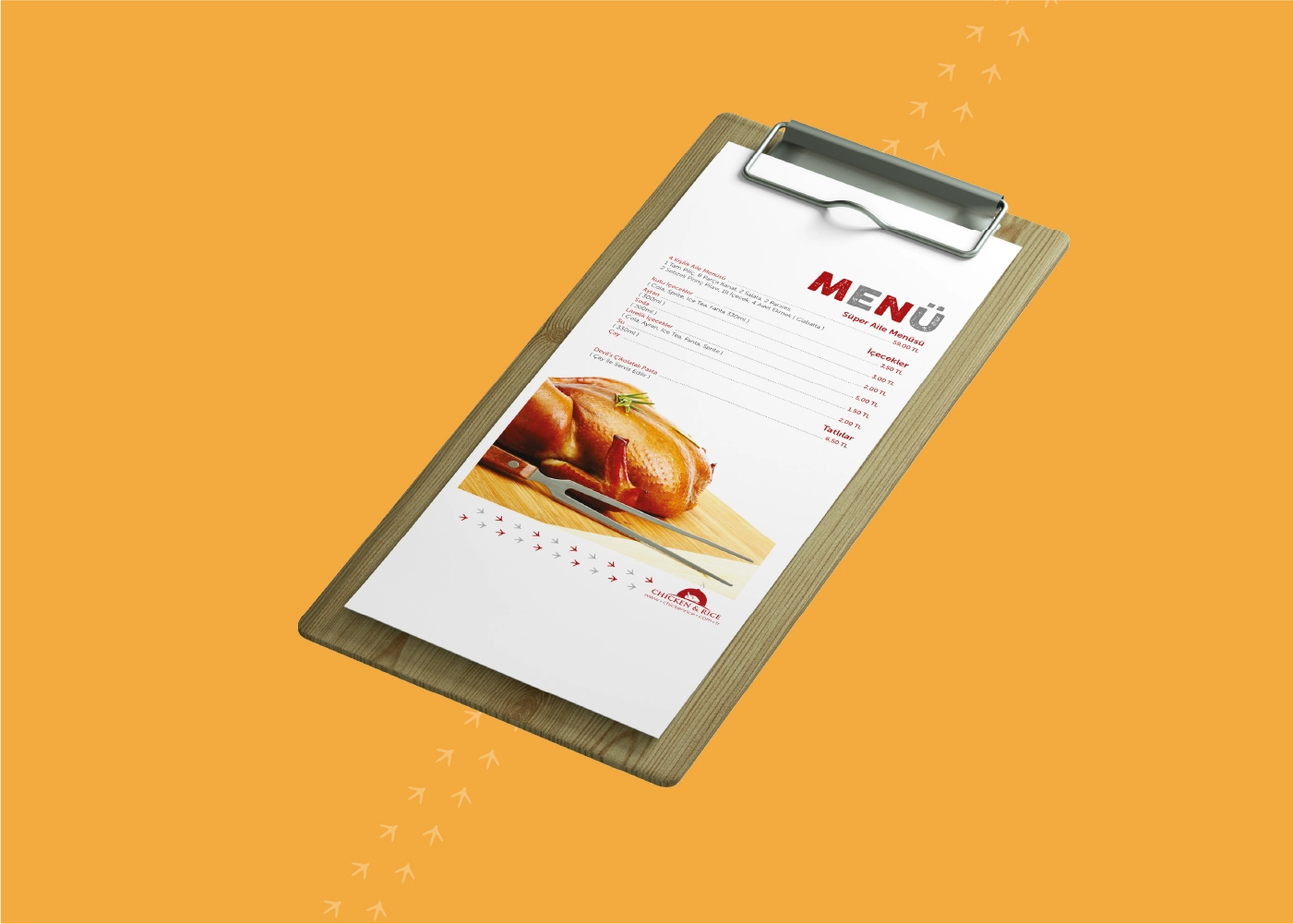 Chicken & Rice Restaurant Menü Tasarımı